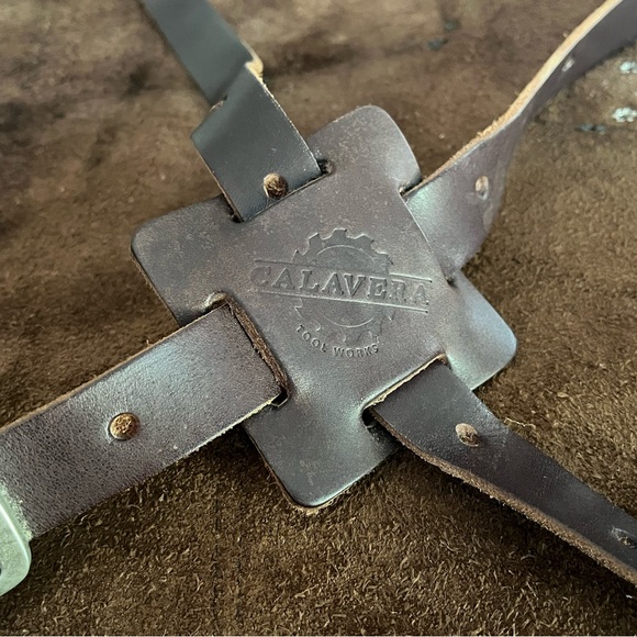 Calavera Hand Crafted Brown Leather Work Apron Woodworking Welding Metalwork - Picture 6 of 11